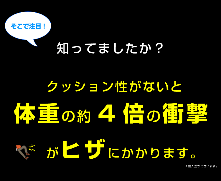 クッション性のないルームランナーはヒザへの衝撃が約4倍