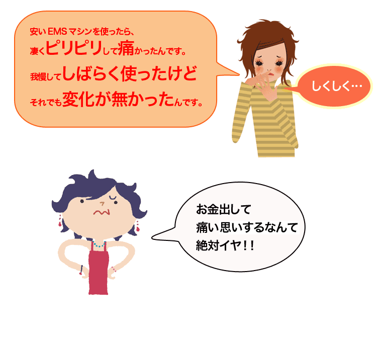 「安いEMSマシンを買ったら、痛いだけで変化が無かった」