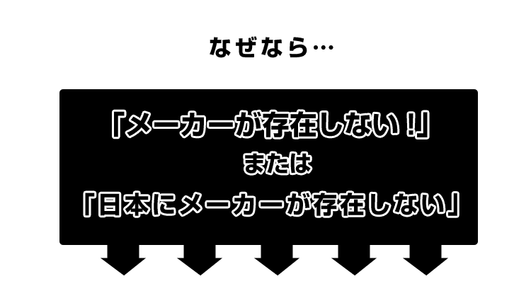 メーカーが存在しないまたは、日本にメーカーがない