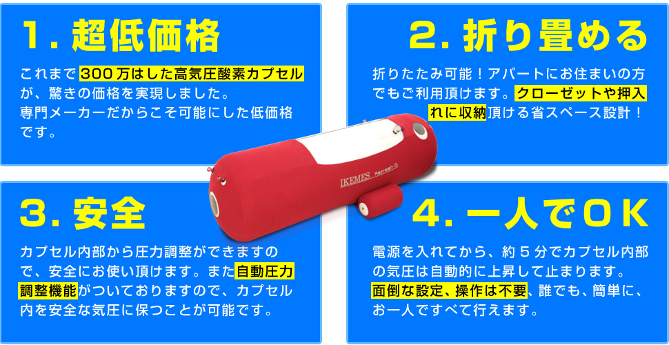 高圧酸素カプセルリフレッシュオーツーの特徴