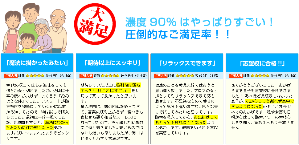 酸素バービバオキシネオはすごい満足率